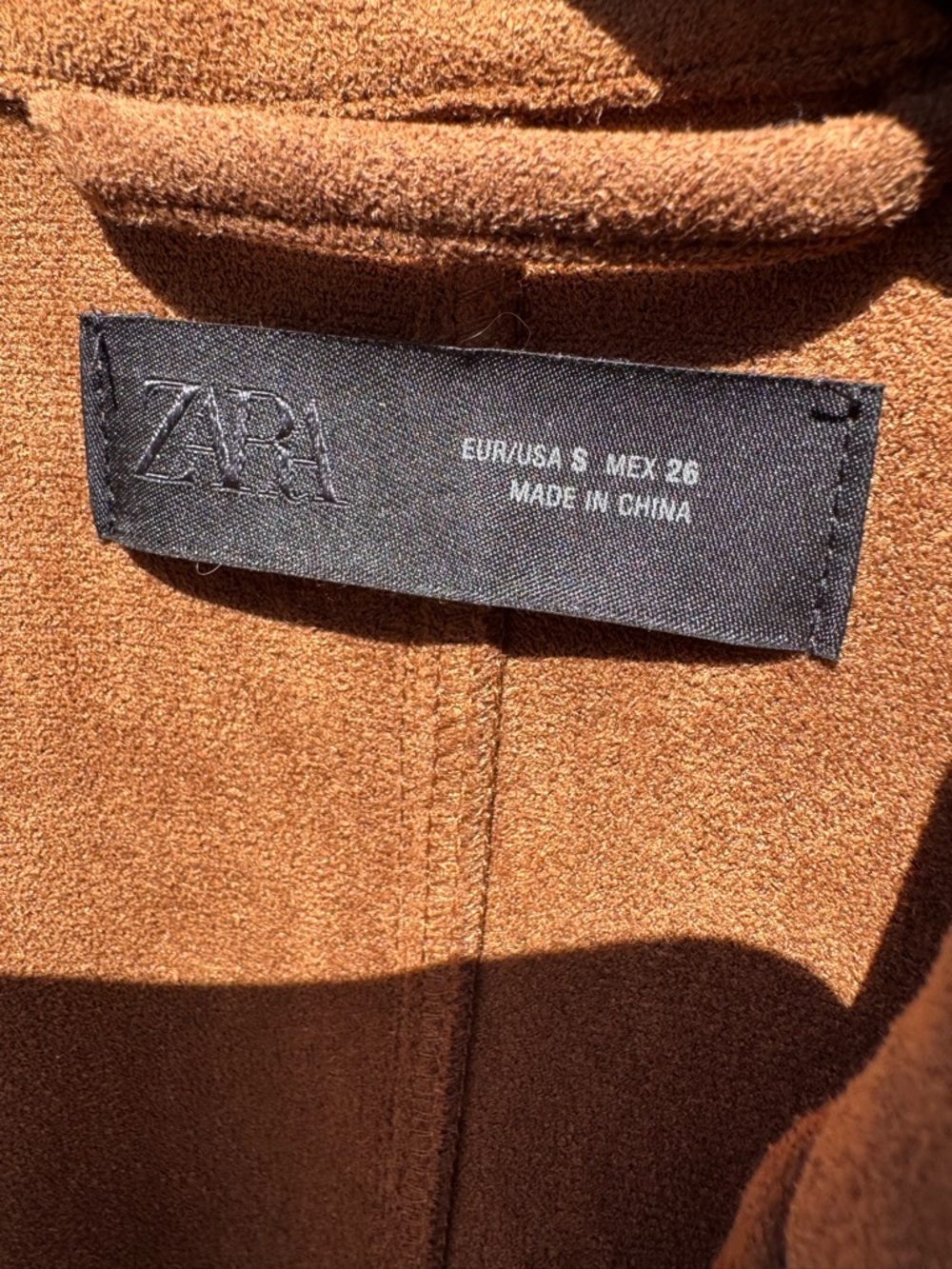 Women’s Camel Brown faux suede Long Coat - Picture 3 of 4